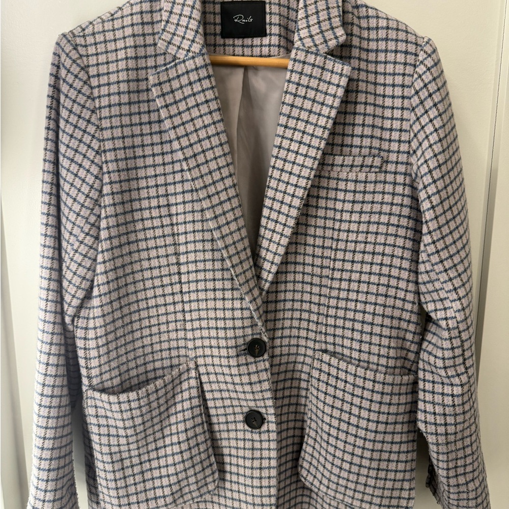 Rails Checkered Blazer in Black, White, mauve, and Blue